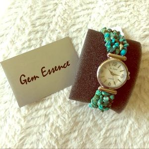 Gem Essence Watch w/Teal Stoned Stretchy Band